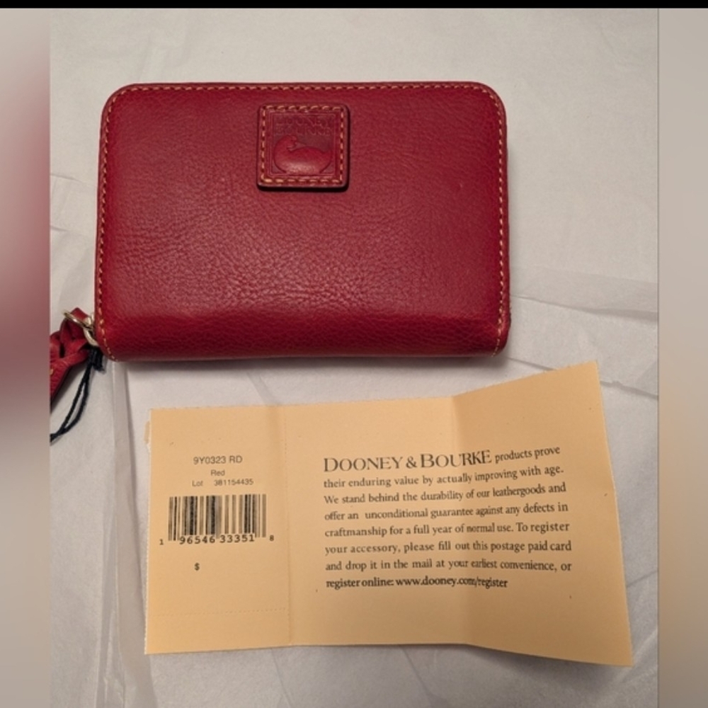 Dooney & Bourke Florentine Red Leather Zip-Around Medium Wallet NWT